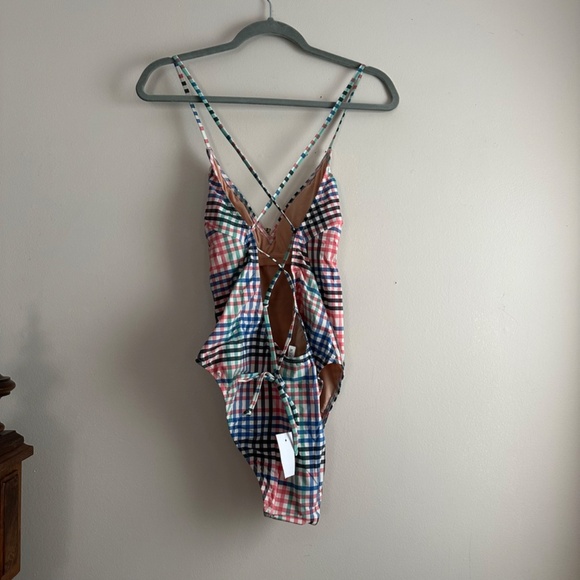 J. Crew Factory‎ • Plaid Lace-up One-Piece Swimsuit - Picture 3 of 8